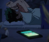 midoriya getting a call in his dorm room